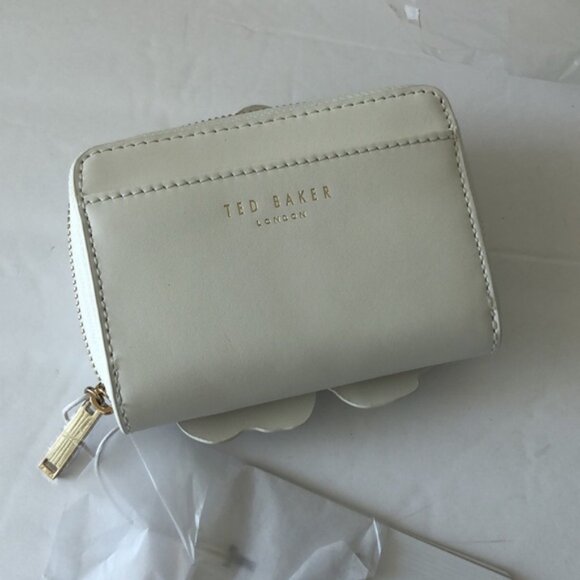 Ted Baker London Flower Laser Cut Out Zip Purse Small Leather Wallet Ivory - Picture 6 of 8